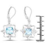 5.00 Carat Genuine Swiss Blue Topaz .925 Sterling Silver Earrings - Fashion Apparel 