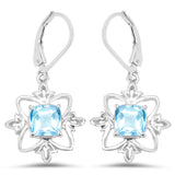 5.00 Carat Genuine Swiss Blue Topaz .925 Sterling Silver Earrings - Fashion Apparel 