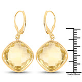 14K Yellow Gold Plated 21.40 Carat Genuine Lemon Quartz .925 Sterling Silver Earrings - Fashion Apparel 
