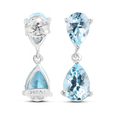 6.40 Carat Genuine Blue Topaz .925 Sterling Silver Earrings - Fashion Apparel 