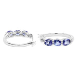 1.99 Carat Genuine Tanzanite and White Diamond .925 Sterling Silver Earrings - Fashion Apparel 