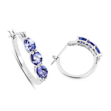 1.99 Carat Genuine Tanzanite and White Diamond .925 Sterling Silver Earrings - Fashion Apparel 