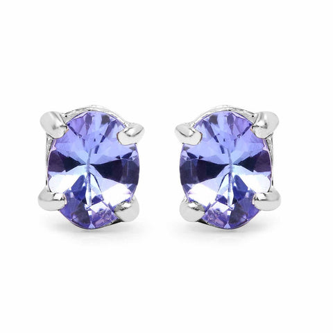 0.66 Carat Genuine Tanzanite .925 Sterling Silver Earrings - Fashion Apparel 