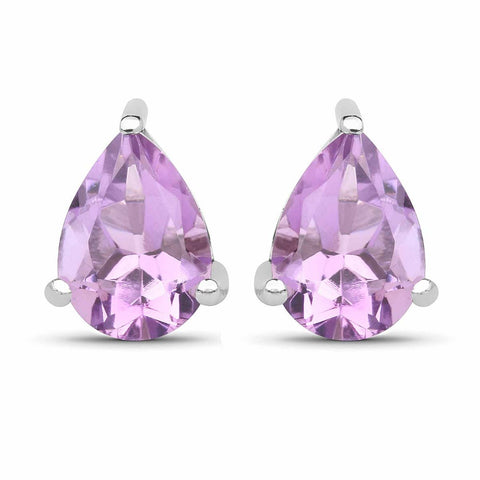 1.25 Carat Genuine Amethyst .925 Sterling Silver Earrings - Fashion Apparel 