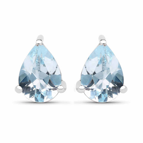 1.64 Carat Genuine Blue Topaz .925 Sterling Silver Earrings - Fashion Apparel 