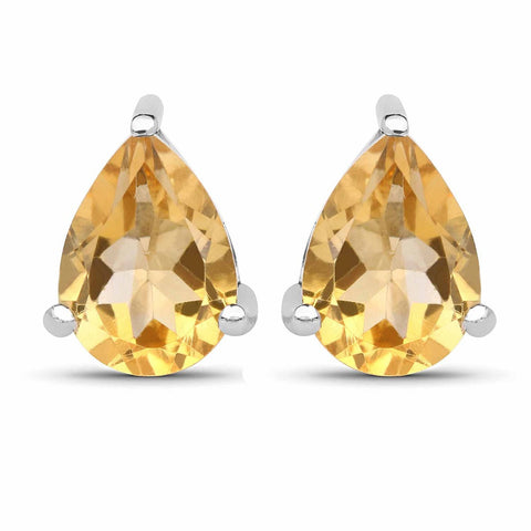 1.31 Carat Genuine Citrine .925 Sterling Silver Earrings - Fashion Apparel 