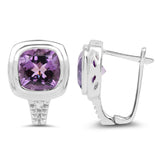 7.10 Carat Genuine Amethyst .925 Sterling Silver Earrings - Fashion Apparel 