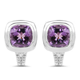 7.10 Carat Genuine Amethyst .925 Sterling Silver Earrings - Fashion Apparel 