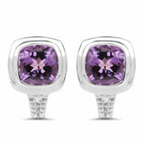 7.10 Carat Genuine Amethyst .925 Sterling Silver Earrings - Fashion Apparel 
