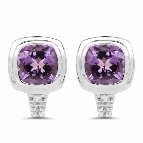 7.10 Carat Genuine Amethyst .925 Sterling Silver Earrings - Fashion Apparel 