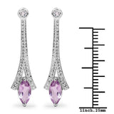 1.24 Carat Genuine Amethyst and White Topaz .925 Sterling Silver Earrings - Fashion Apparel 