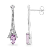 1.24 Carat Genuine Amethyst and White Topaz .925 Sterling Silver Earrings - Fashion Apparel 