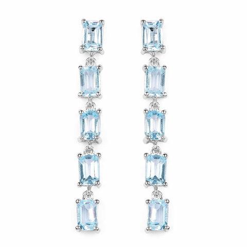 6.80 Carat Genuine Blue Topaz .925 Sterling Silver Earrings - Fashion Apparel 