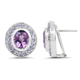 5.50 Carat Genuine Amethyst and Tanzanite .925 Sterling Silver Earrings - Fashion Apparel 