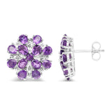 3.80 Carat Genuine Amethyst .925 Sterling Silver Earrings - Fashion Apparel 