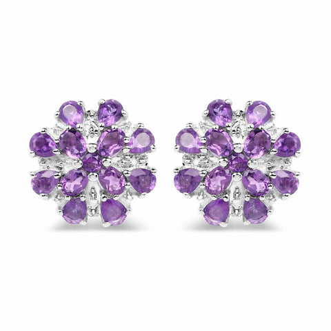 3.80 Carat Genuine Amethyst .925 Sterling Silver Earrings - Fashion Apparel 
