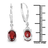 3.23 Carat Genuine Garnet and White Topaz .925 Sterling Silver Earrings - Fashion Apparel 