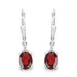 3.23 Carat Genuine Garnet and White Topaz .925 Sterling Silver Earrings - Fashion Apparel 