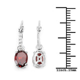 3.51 Carat Genuine Garnet and White Topaz .925 Sterling Silver Earrings - Fashion Apparel 