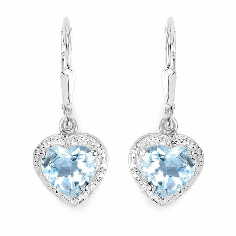 4.00 Carat Genuine Blue Topaz .925 Sterling Silver Earrings - Fashion Apparel 