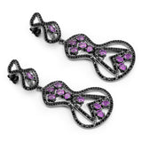 5.30 Carat Genuine Amethyst and Black Spinel .925 Sterling Silver Earrings - Fashion Apparel 