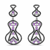 5.30 Carat Genuine Amethyst and Black Spinel .925 Sterling Silver Earrings - Fashion Apparel 