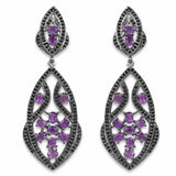 5.74 Carat Genuine Amethyst and Black Spinel .925 Sterling Silver Earrings - Fashion Apparel 