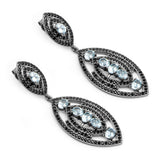 8.80 Carat Genuine Blue Topaz and Black Spinel .925 Sterling Silver Earrings - Fashion Apparel 