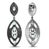 8.80 Carat Genuine Blue Topaz and Black Spinel .925 Sterling Silver Earrings - Fashion Apparel 