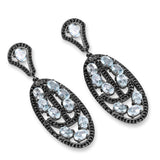 13.80 Carat Genuine Blue Topaz and Black Spinel .925 Sterling Silver Earrings - Fashion Apparel 