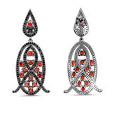 7.63 Carat Genuine Garnet and Black Spinel .925 Sterling Silver Earrings - Fashion Apparel 