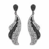 3.28 Carat Genuine White Topaz and Black Spinel .925 Sterling Silver Earrings - Fashion Apparel 