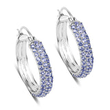 3.06 Carat Genuine Tanzanite .925 Sterling Silver Earrings - Fashion Apparel 