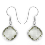 18.10 Carat Genuine Green Amethyst .925 Sterling Silver Earrings - Fashion Apparel 