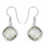 18.10 Carat Genuine Green Amethyst .925 Sterling Silver Earrings - Fashion Apparel 