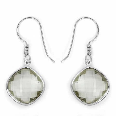 18.10 Carat Genuine Green Amethyst .925 Sterling Silver Earrings - Fashion Apparel 