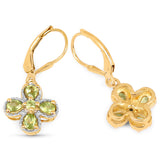 14K Yellow Gold Plated 1.42 Carat Genuine Peridot .925 Sterling Silver Earrings - Fashion Apparel 