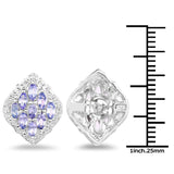 1.48 Carat Genuine Tanzanite and White Topaz .925 Sterling Silver Earrings - Fashion Apparel 