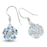 5.08 Carat Genuine Blue Topaz and White Topaz .925 Sterling Silver Earrings - Fashion Apparel 
