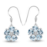5.08 Carat Genuine Blue Topaz and White Topaz .925 Sterling Silver Earrings - Fashion Apparel 
