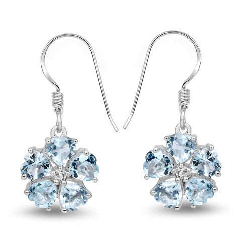 5.08 Carat Genuine Blue Topaz and White Topaz .925 Sterling Silver Earrings - Fashion Apparel 