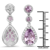 7.16 Carat Genuine Pink Amethyst and White Topaz .925 Sterling Silver Earrings - Fashion Apparel 