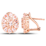 14K Rose Gold Plated 3.46 Carat Genuine Morganite .925 Sterling Silver Earrings - Fashion Apparel 