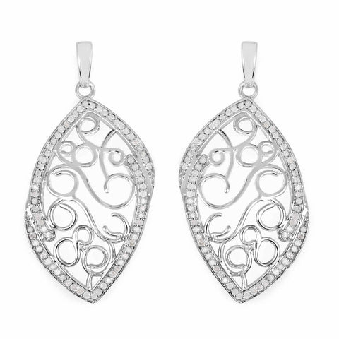 0.73 Carat Genuine White Diamond .925 Sterling Silver Earrings - Fashion Apparel 