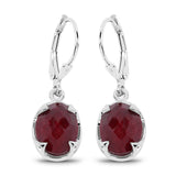 6.90 Carat Dyed Ruby .925 Sterling Silver Earrings - Fashion Apparel 