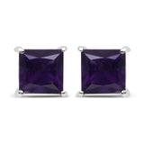 2.00 Carat Genuine Amethyst .925 Sterling Silver Earrings - Fashion Apparel 
