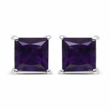 2.00 Carat Genuine Amethyst .925 Sterling Silver Earrings - Fashion Apparel 