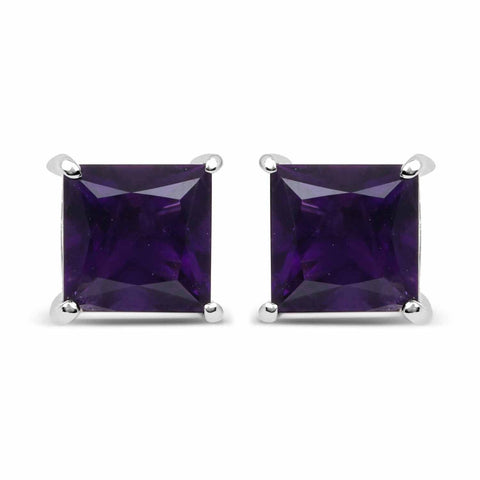 2.00 Carat Genuine Amethyst .925 Sterling Silver Earrings - Fashion Apparel 