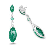 8.52 Carat Dyed Emerald & Emerald .925 Sterling Silver Earrings - Fashion Apparel 