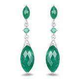 8.52 Carat Dyed Emerald & Emerald .925 Sterling Silver Earrings - Fashion Apparel 